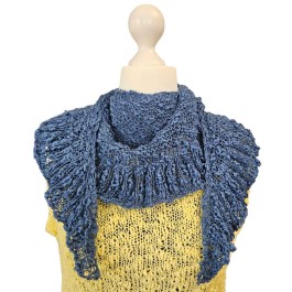 Strick-Set halbrundes Tuch aus der Hjerte Cotton Flame von Hjertegarn