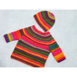 Strick-Set Babypullover mit Mütze 