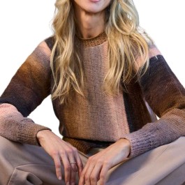 Strick-Set quergestrickter Pullover mit Farbverlauf Größe 40/42 und 44/46 1-2-3 Ideen Merino Bobbel von Pro Lana
