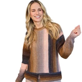 Strick-Set quergestrickter Pullover mit Farbverlauf Größe 36/38 1-2-3 Ideen Merino Bobbel von Pro Lana