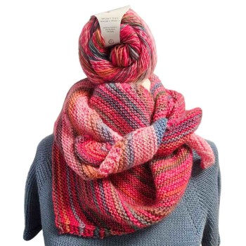 Strickset asymmetrisches Dreieckstuch aus einem Poema Stripes Bobbel von Laines du Nord