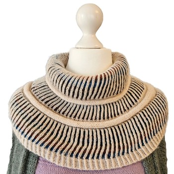 Strick-Set Loop im zweifarbigen Patentmuster aus der Brushed Armonia und der Infinity Sock